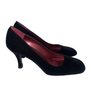 Nina Women’s Vintage NWOT Black Velvet Heels size 9.5 Made in Spain Whimsigoth